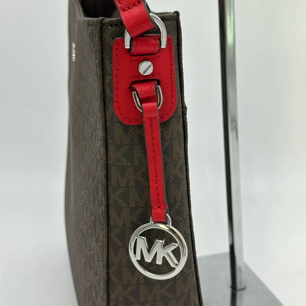 Michael Kors Brown Crossbody Bag with Red Strap